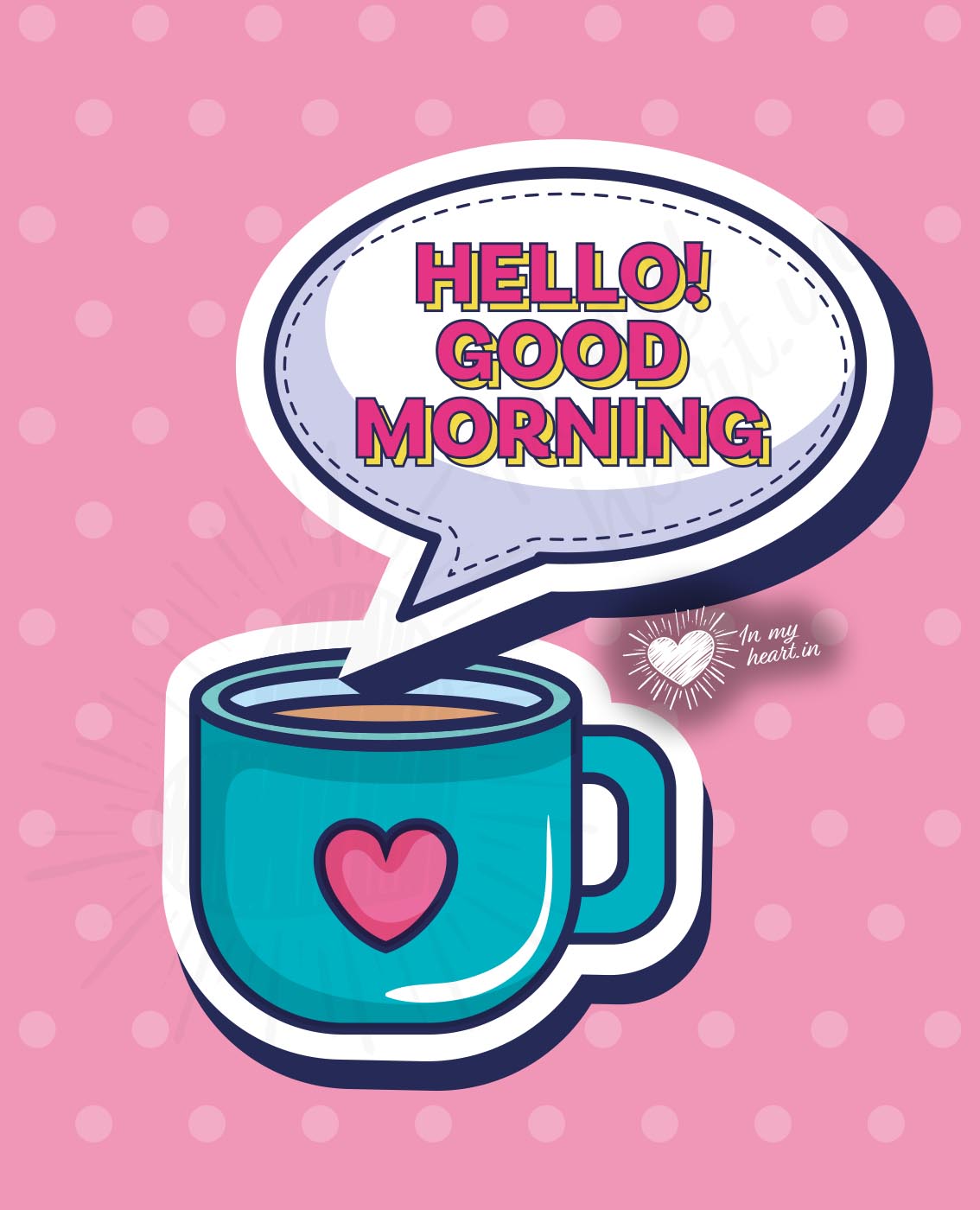 Hello! Good morning with a cup of coffee Hello! Good morning with a cup of coffee