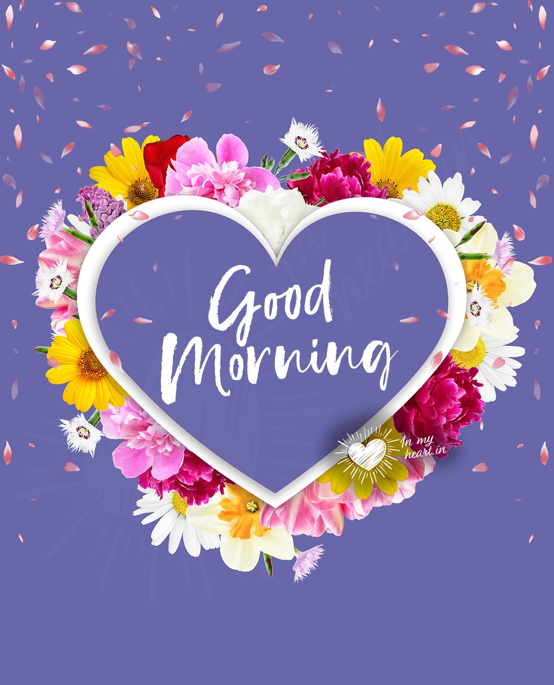 Good Morning with a heart made of flowers Good Morning with a heart made of flowers