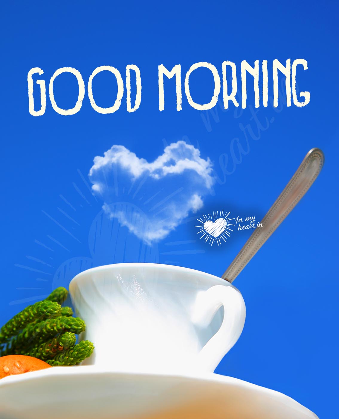 Good Morning with coffee and heart shaped cloud Good Morning with coffee and heart shaped cloud