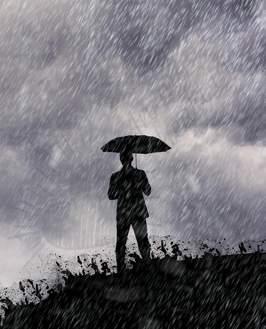 Lonely man under the rain Lonely man under the rain