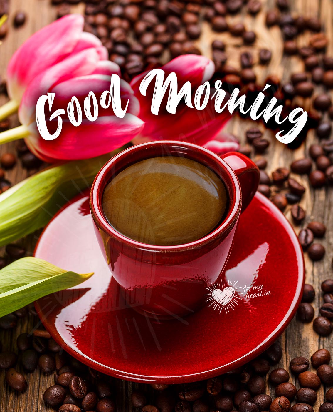 Good morning image with coffee and flowers Good morning image with coffee and flowers