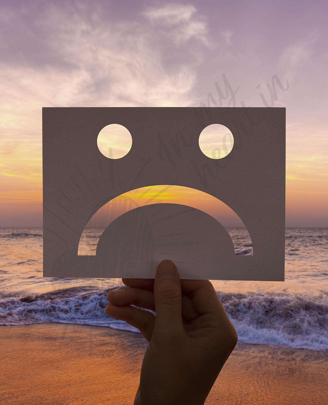Depressed perforated paper with sea Depressed perforated paper with sea