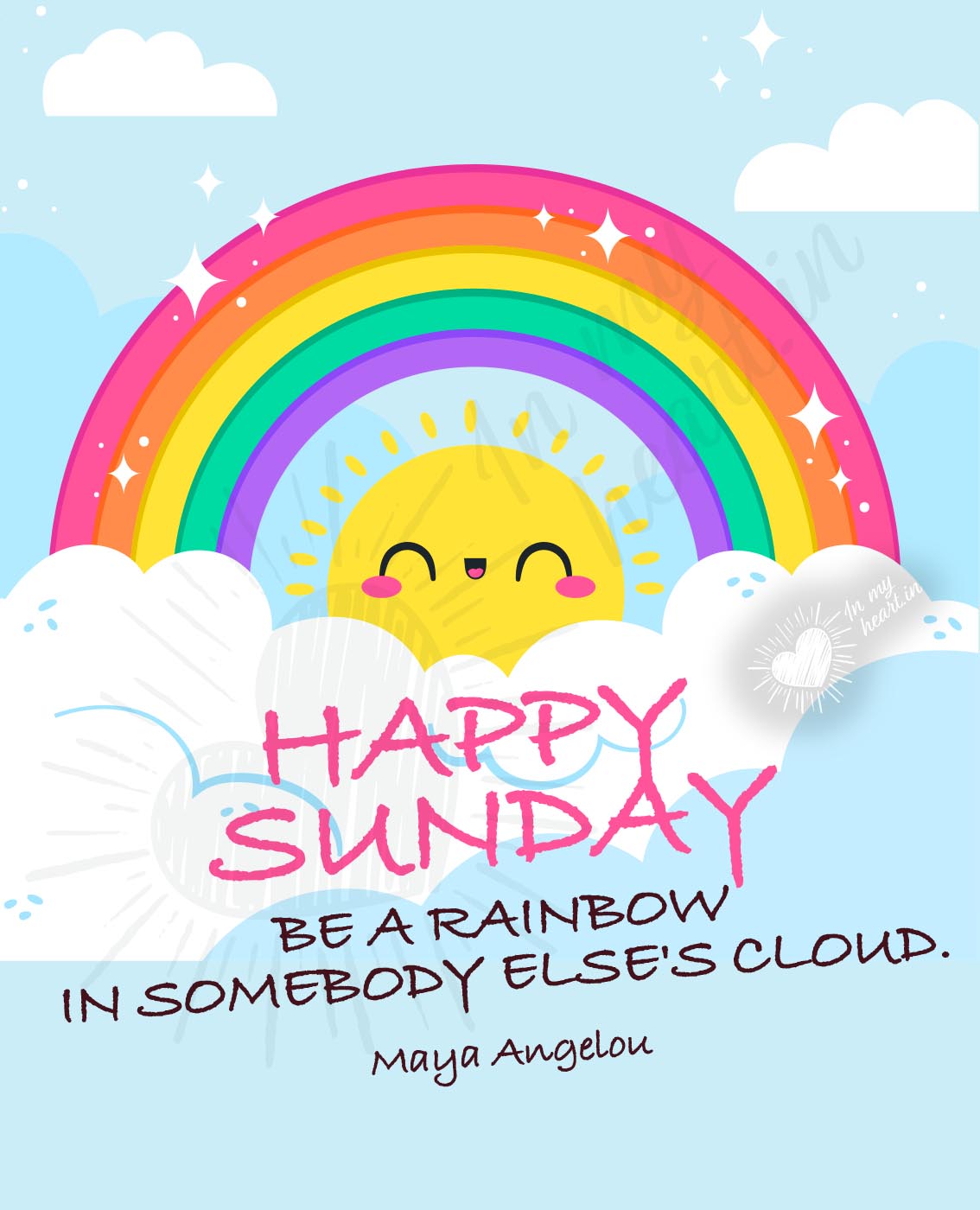 Happy Sunday with rainbow and quote Happy Sunday with rainbow and quote