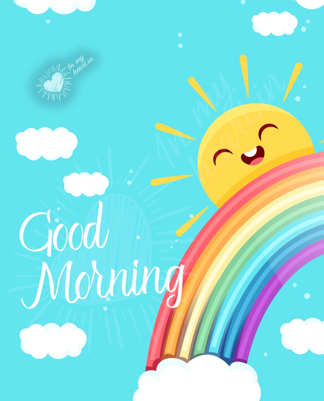 Good Morning with sun and rainbow Good Morning with sun and rainbow